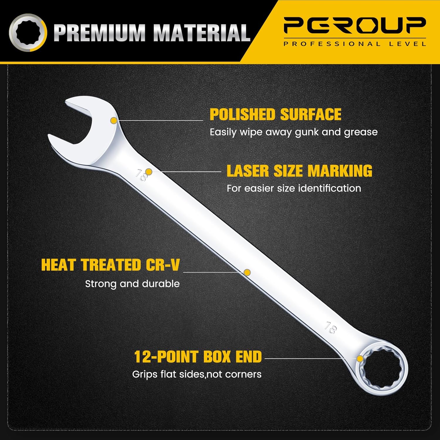 14 Piece Combination Wrench Set，6mm-19mm Metric Wrench Set, Open End and 12-Point Box End Wrenches, CR-V Steel Mirror Chrome Polished,With Wrench Roll