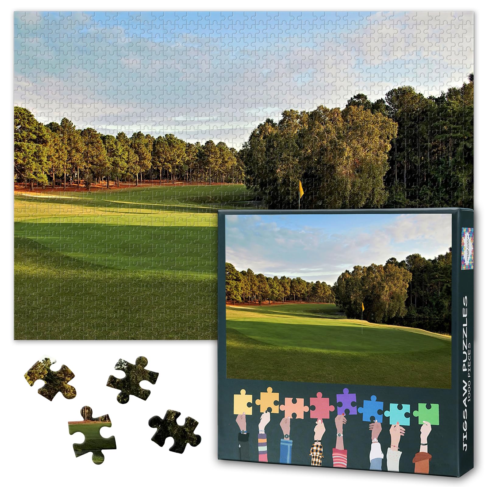 1000 Piece Jigsaw Puzzle for Adults Pinehurst No.2 Golf Course North Carolina American Golf Wall Art Scenic Landscape Challenging Puzzle for Home Office Decor 27.5x19.7 Inches
