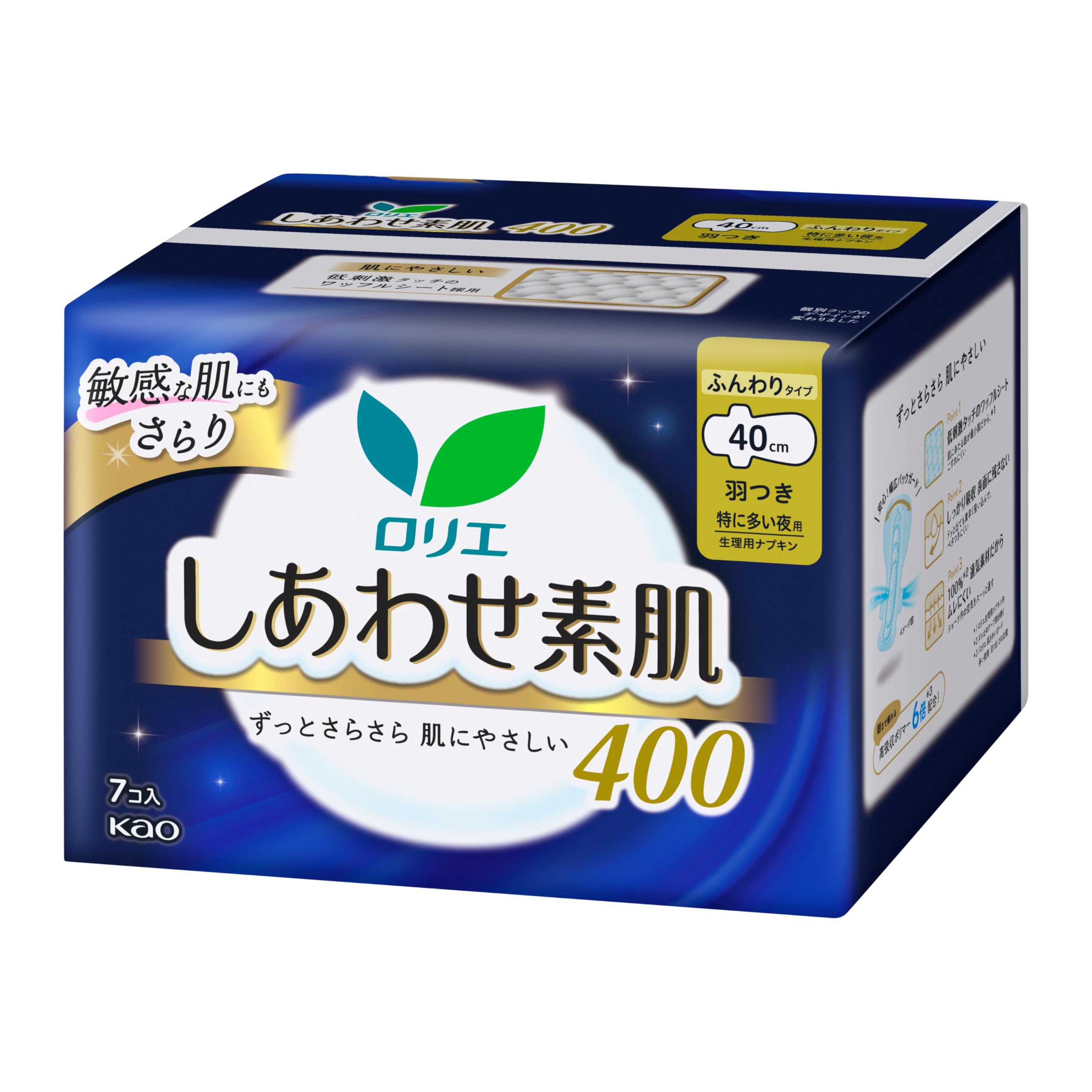 生活用品7個セット Amazon.co.jp: ロリエ エフ しあわせ素肌 特に多い夜用 羽つき 40cm 7