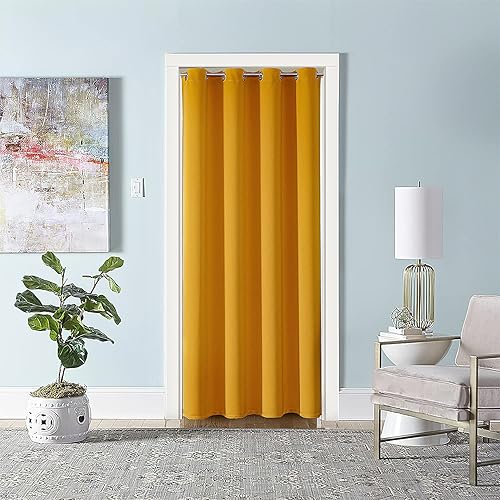 Miniatura 7 de ChrisDowa - Cortinas opacas de privacidad, con ojales, para puerta, dormitorio, armario, con aislamiento térmico, cortina separadora de ambientes, 1