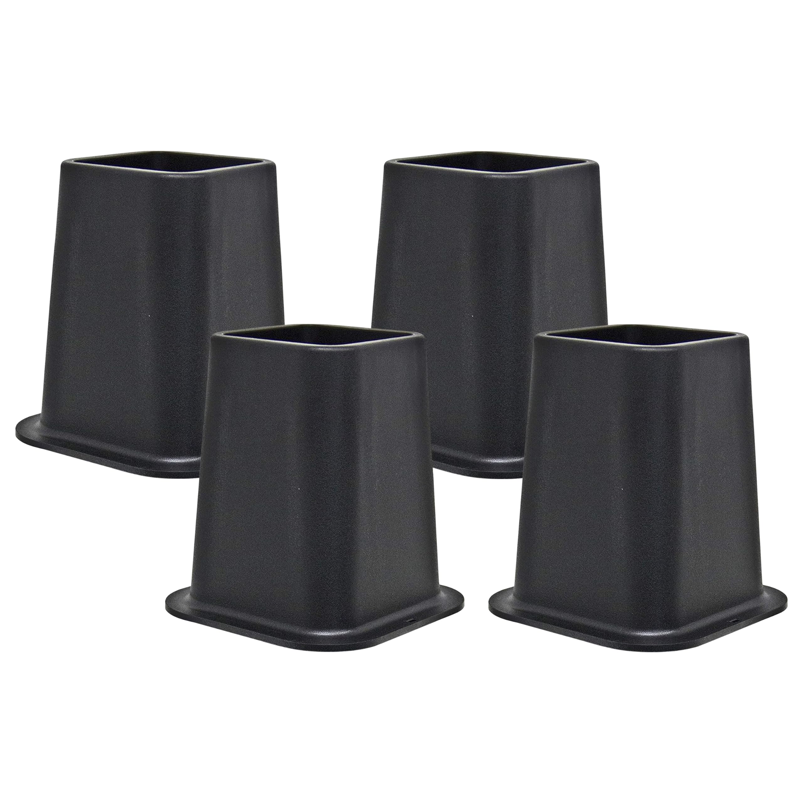 Kings Brand Furniture 6-inch Bed Risers - Set of 4 Black Heavy Duty Stackable Furniture Risers for Under Bed Storage, Desk, Sofa, Couch