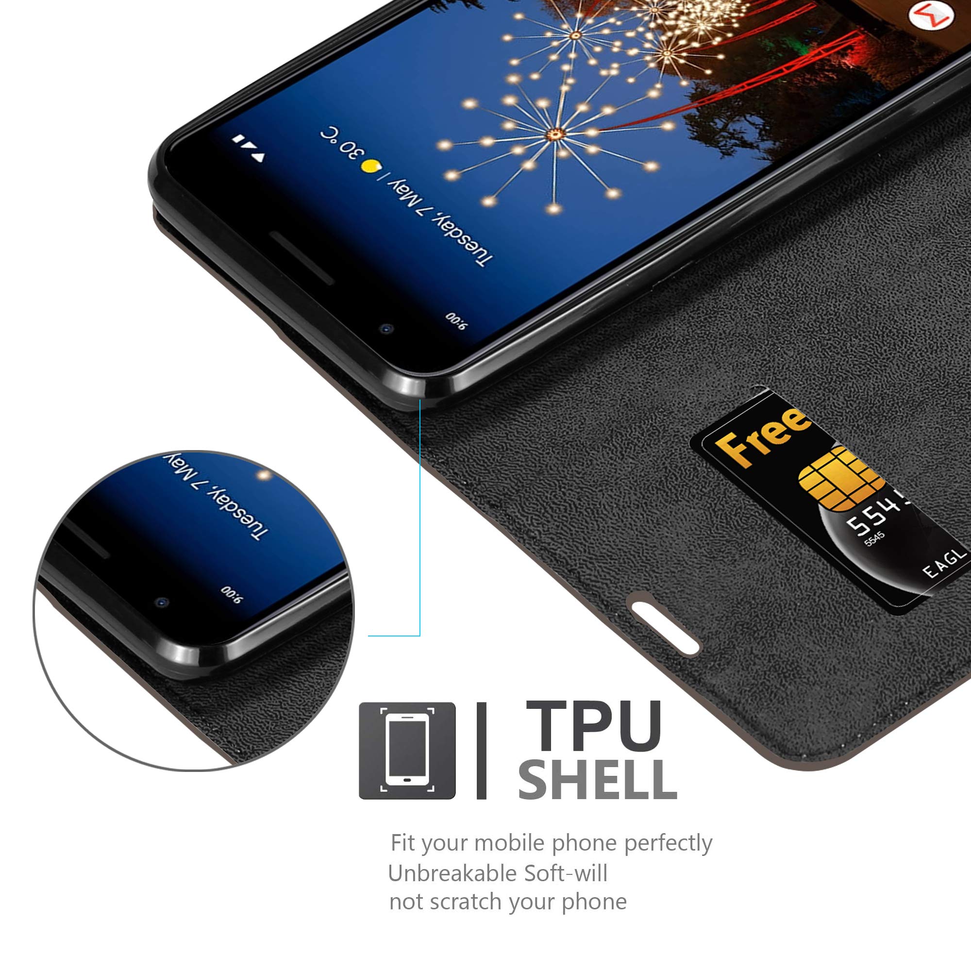Cadorabo Custodia Libro Portafoglio Per Google Pixel 3a – Colore Bruno Café, Chiusura Magnetica E Slot Per Carte