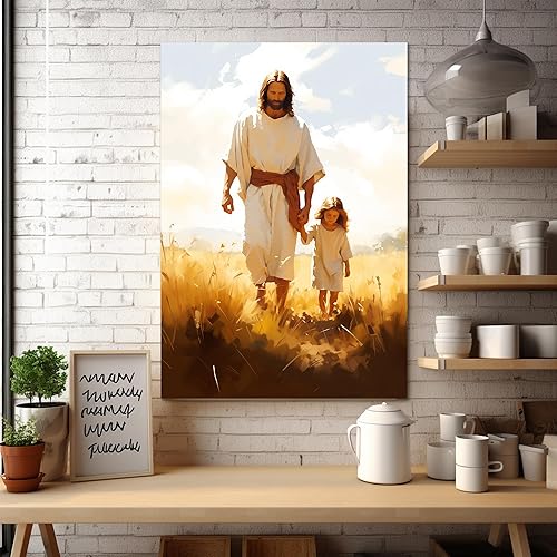 Vista 83 de Arte de pared de Jesús y el niño, póster minimalista bohemio cristiano, lienzo para pared, imagen abstracta de Jesús, arte cristiano religioso Jesús