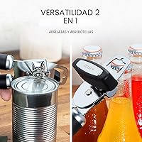 Vista 8 de Zulay Kitchen Abrelatas manual de acero inoxidable resistente con abridor de botellas, abrelatas manual a prueba de óxido con perilla giratoria