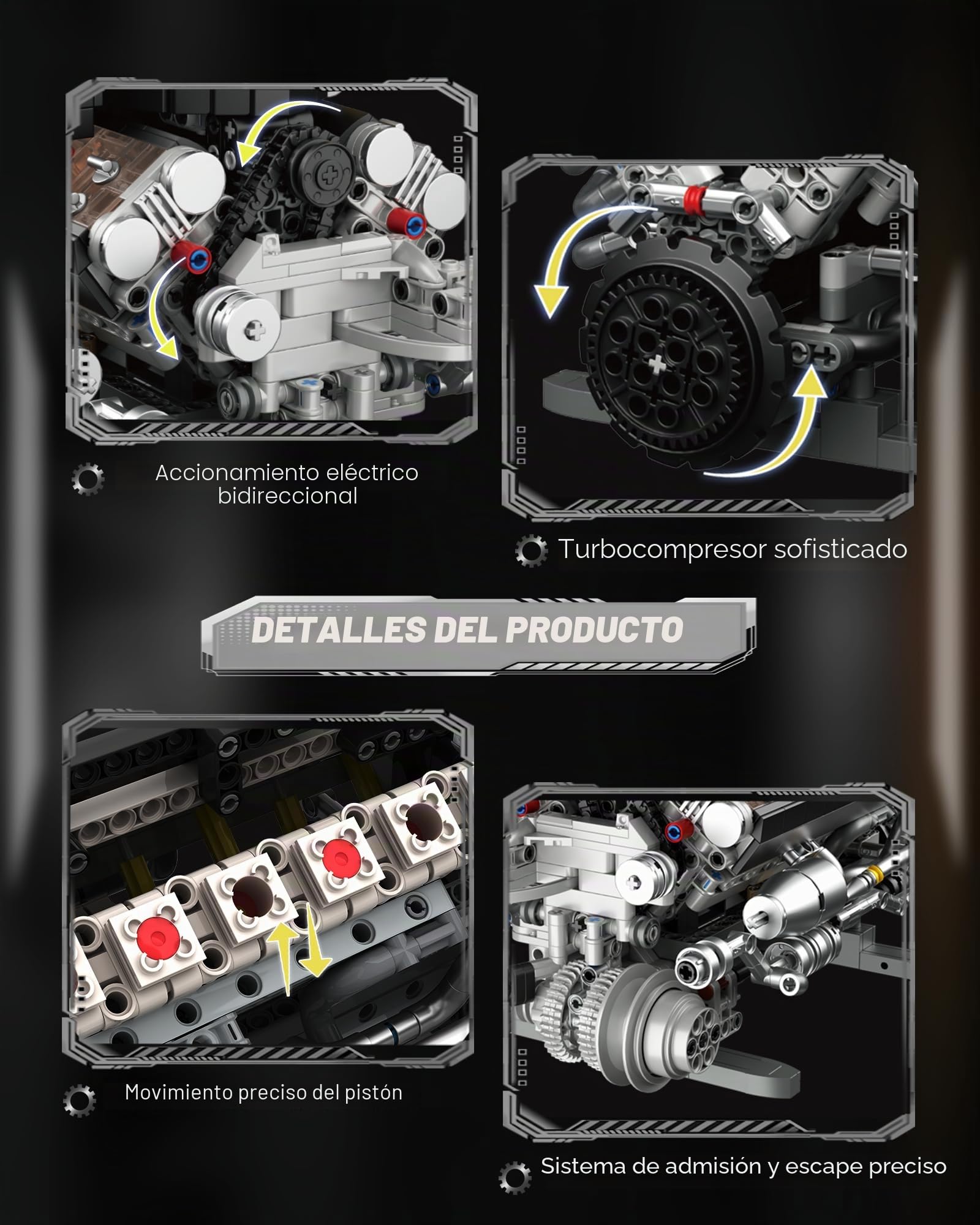Set de Construcción de Motor V12 Power Functions para Adultos y Jóvenes 14+, 1409 Piezas Modelo de Ingeniería Mecánica Motorizado Que Funciona, Motor Moc con Caja de Batería y Motor