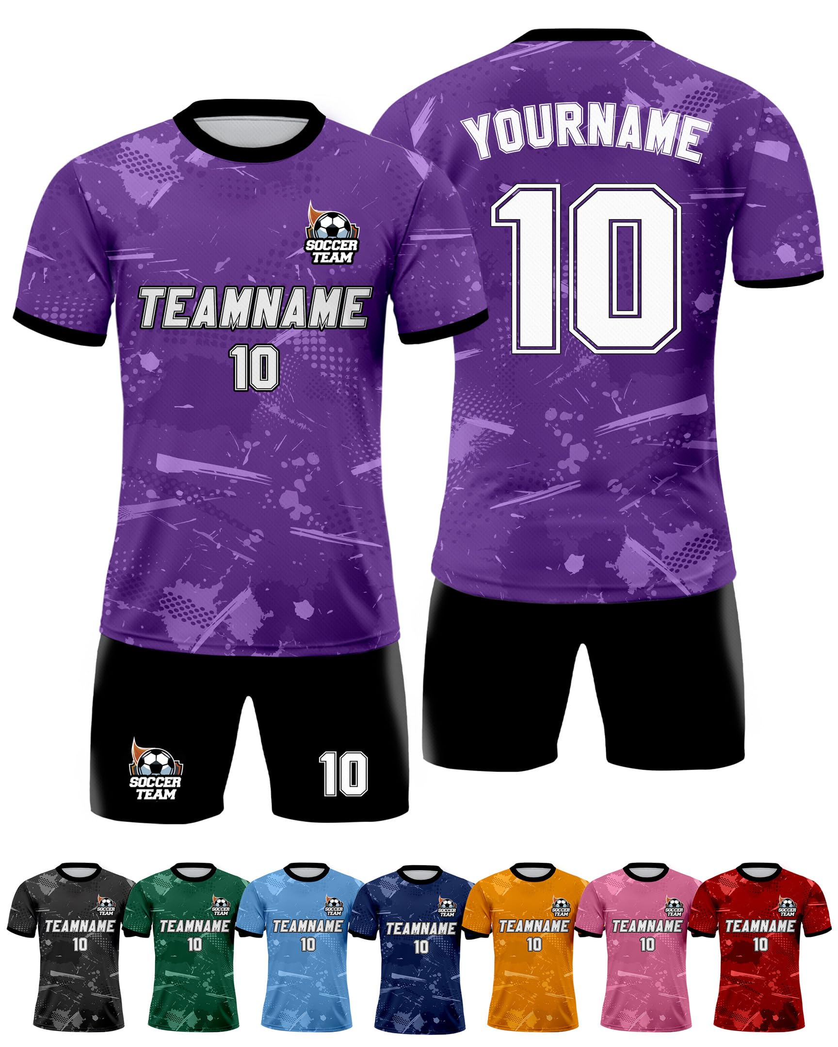 Custom Soccer Jersey for Men Women Youth Kid, Personalized Soccer Jersey with Name Team Number Logo for Fans Players, Customize Soccer Uniforms Jersey Shirt Purple Color