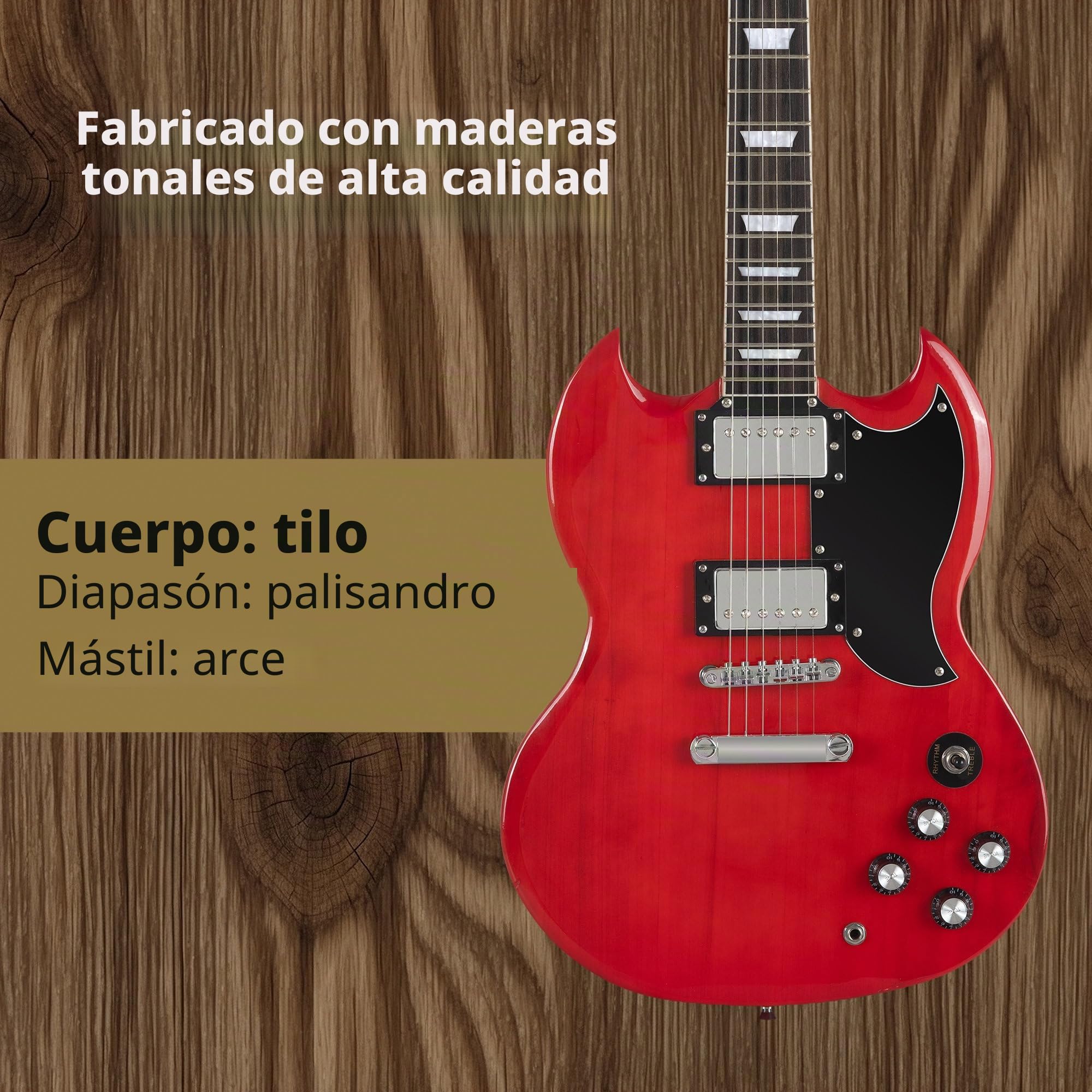 Rocktile Pro S-Red Guitarra Eléctrica Heritage Starter Set + Set, 2 mm