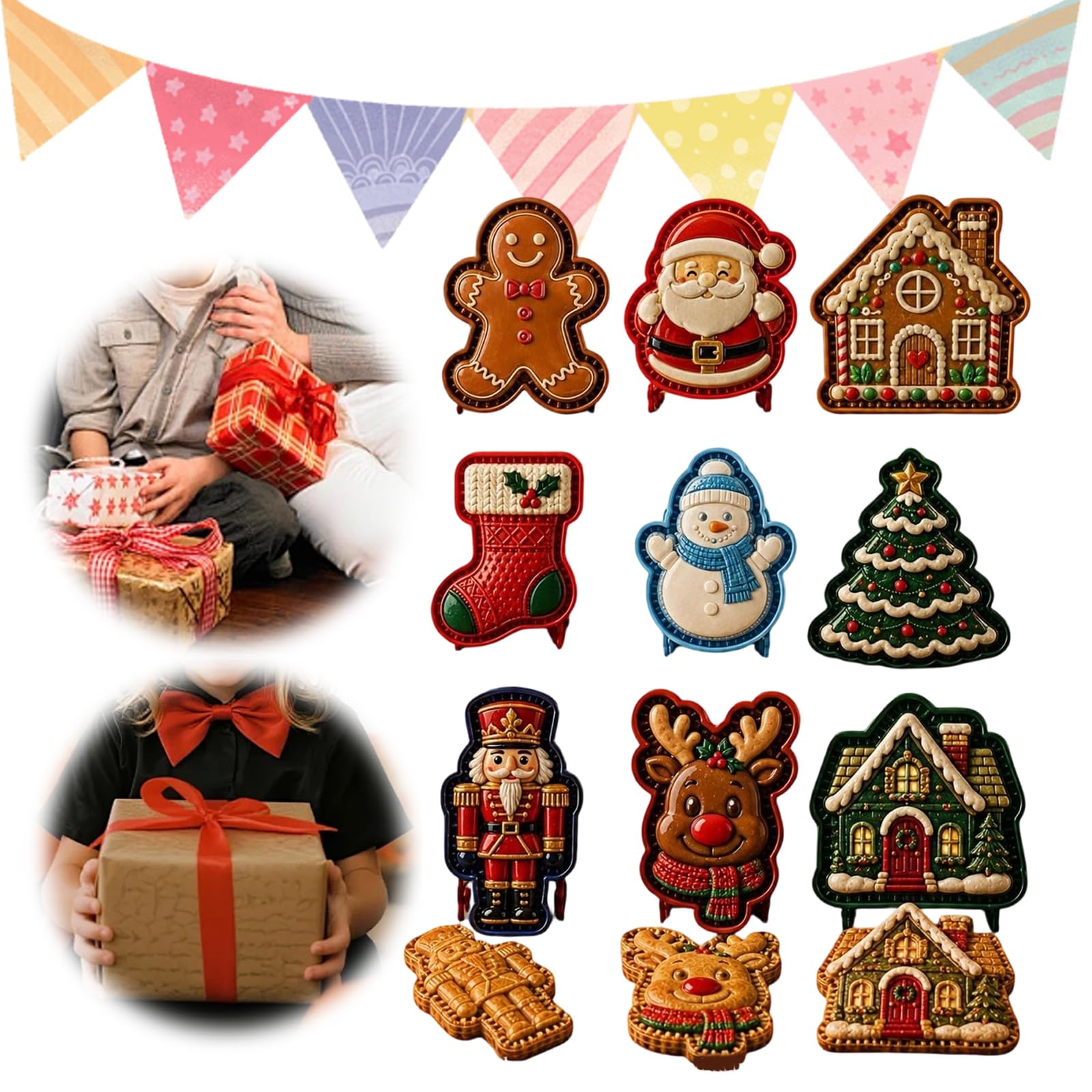 Set di mini stampi per torta di Natale riutilizzabili in rilievo