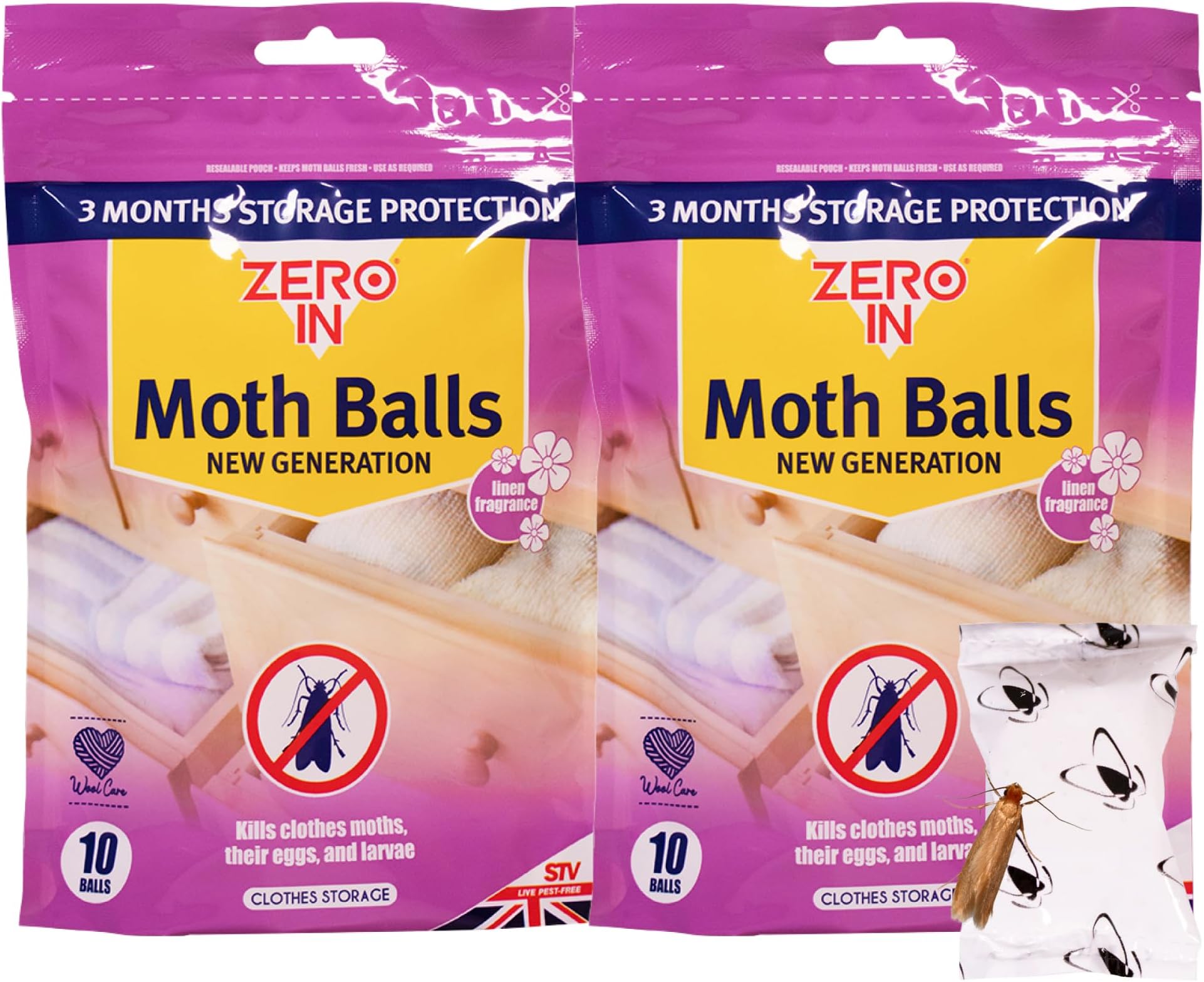 Zero In AMZ436 Moth Balls 10 Pack x2, Mulicolour