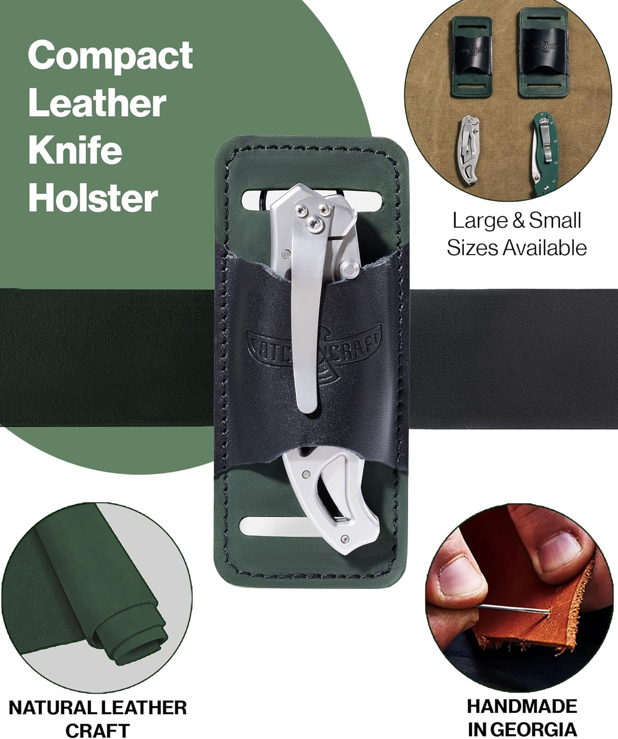 Leather Knife Sheath for Belt - Pocket & Folding Knife Holster, Horizontal Carry Knife Holder, Small Case Pouch, Hidden EDC Organizer for Men, Shop Knife Sheaths
