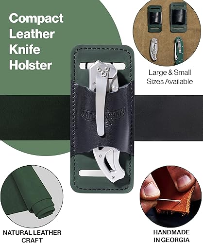 Miniatura 3 de Funda de cuero para cuchillo para cinturón, funda plegable y de bolsillo, soporte horizontal para cuchillos, bolsa pequeña, organizador oculto EDC