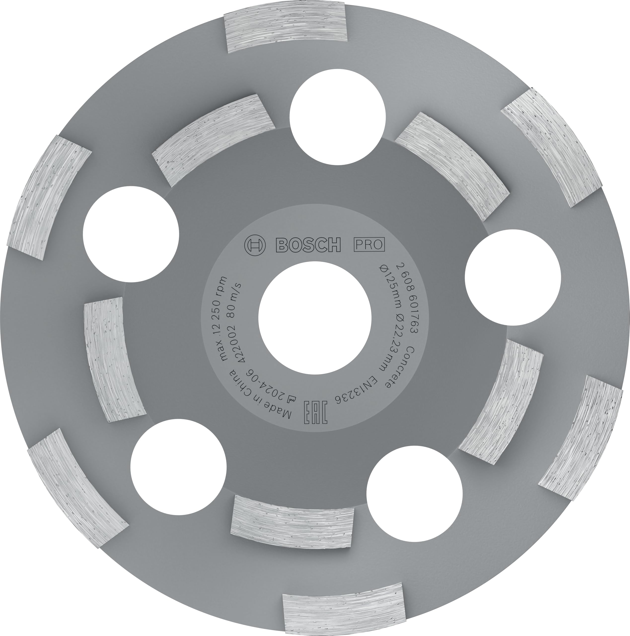 Bosch 1x PRO Abrasive Diamond Grinding Heads for Bore 22.23 and Concrete Grinders (for Lime and sand bricks, Brick, Ø 125 mm, Professional Accessory Concrete Grinder)