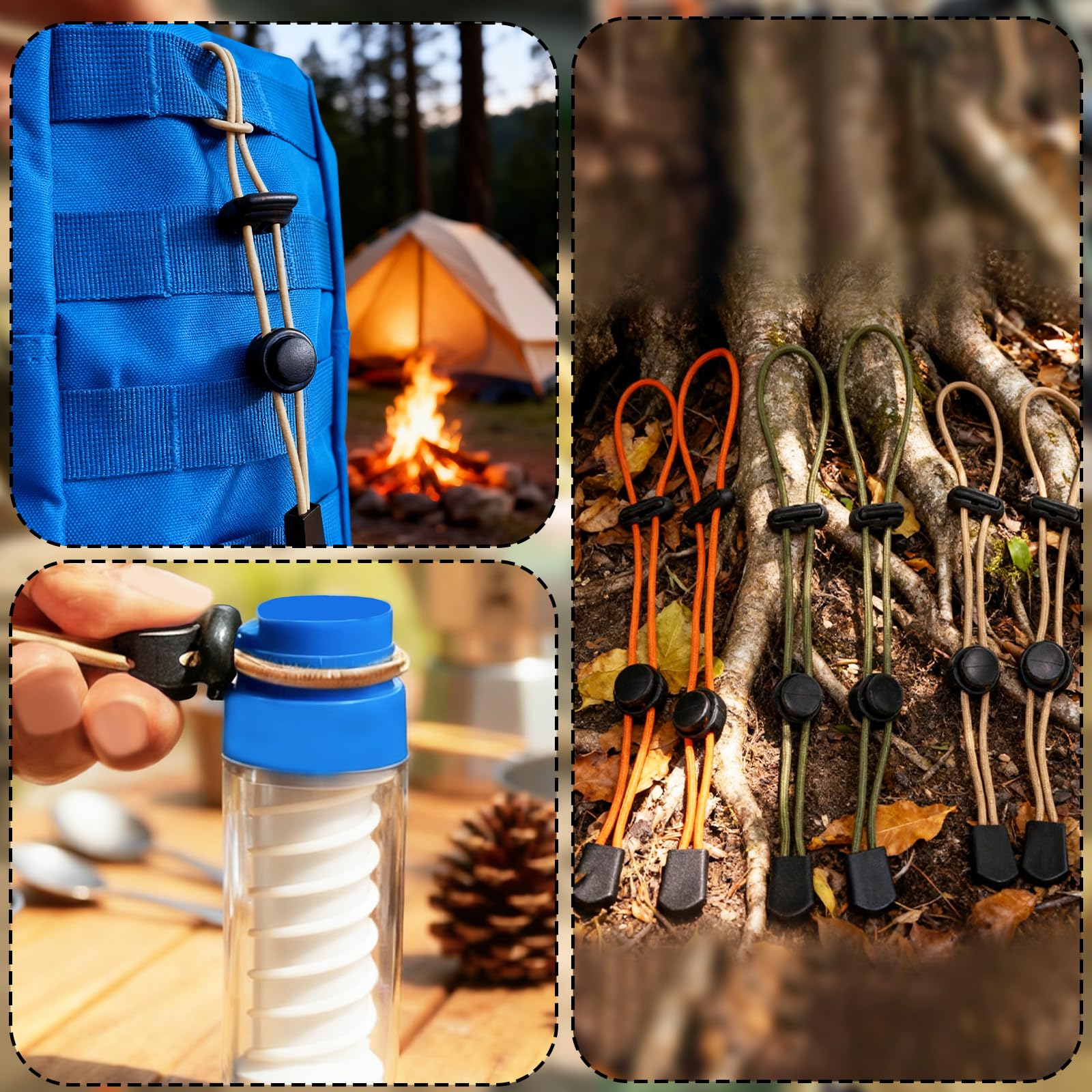 6 Szt. Uchwytów na Kije Trekkingowe, Trzy Kolory Przenośny Plecak na Kije Trekkingowe Elastyczne Paski do Kijów Trekkingowych Kijów Trekkingowych Sportów Górskich i Outdoorowych