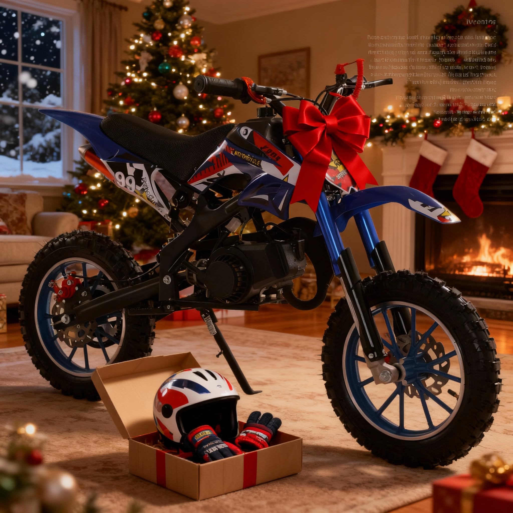 Kids Dirt Bike,Gas Dirt Bike for Kids 8-14 49cc 2-Stroke Mini Motorcycle Motorbike Beach Off Road Vehicles Children Pocket Bikes with Front Rear Disc Brakes Best Birthday Gift for Boys Girls Blue