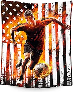 Soccer Blanket Gifts, Kids Throw Blankets, Soccer Gifts for Boys, Warm Flannel Sports Theme Throw for Sofa & Bed, 60"x80"