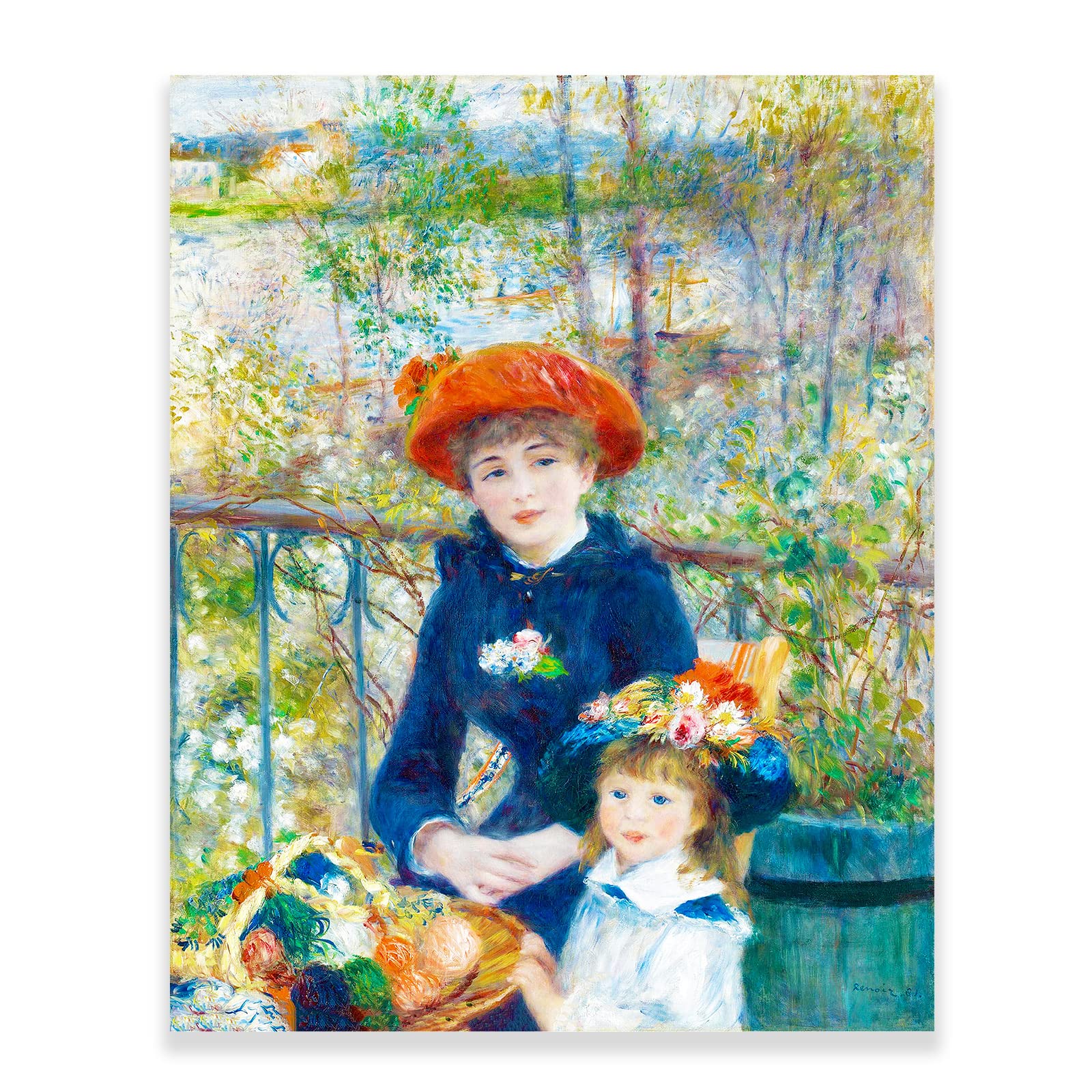 KWAY Pierre-Auguste Renoir Two Sisters Vintage Art Print - Fine Art Realism, Impressionist, Portrait Wall Decor, Unframed, Glossy Finish, 16L" x 1W"", Perfect for Bedroom, Hallway, Living Room, Office