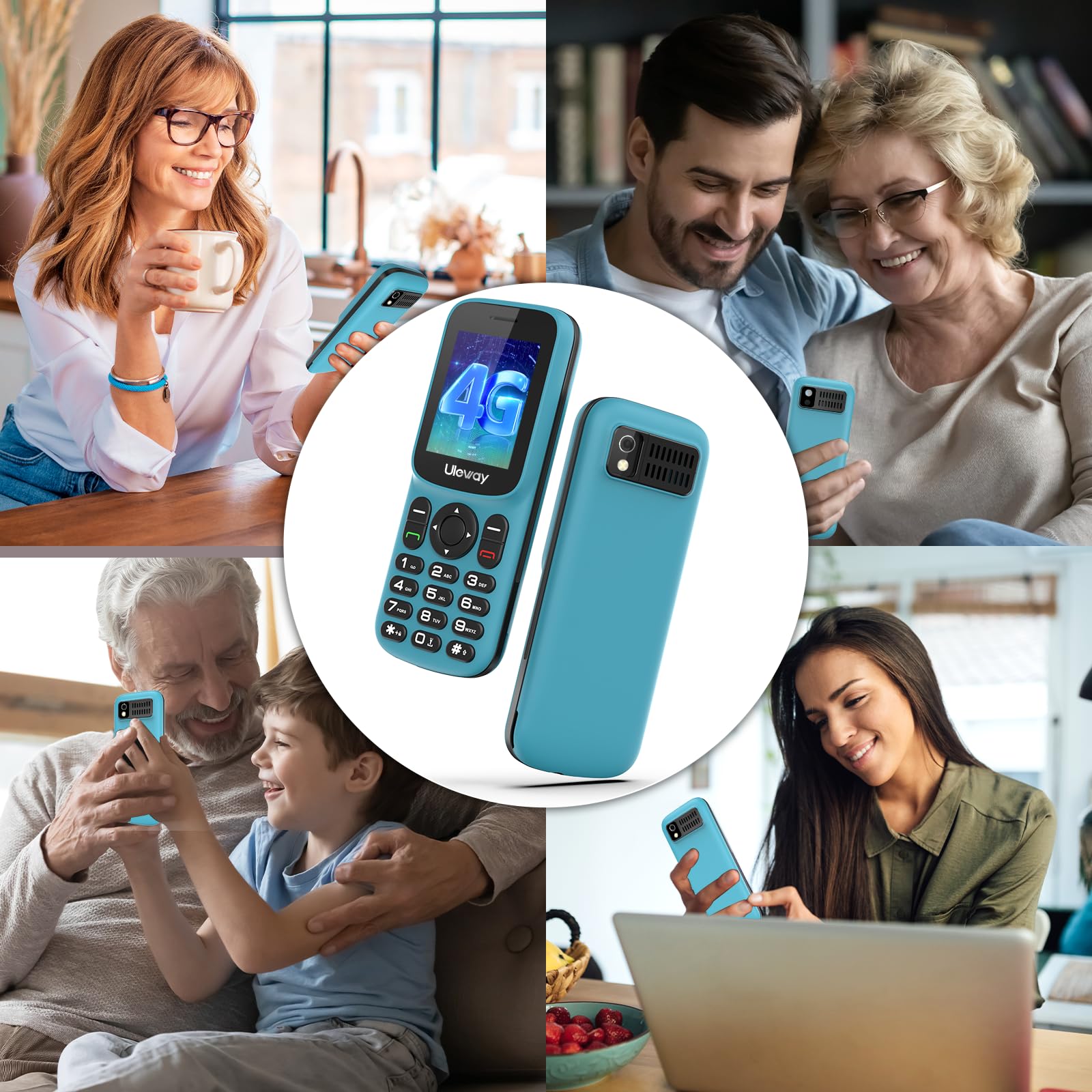 uleway 4G Telefono Cellulare per Anziani, Cellulari Anziani con Tasti Grandi, Supporto SIM Doppio, LCD da 1,77 pollici, Chiamata Rapida, Volume Alto, Torcia, Ricarica USB-C