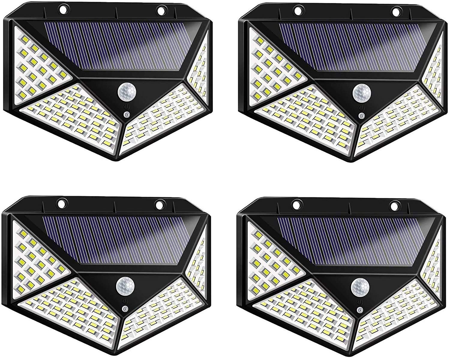 tempo di saldi Four Solar Powered Outdoor Spotlights with 100 LEDs and Twilight Sensor