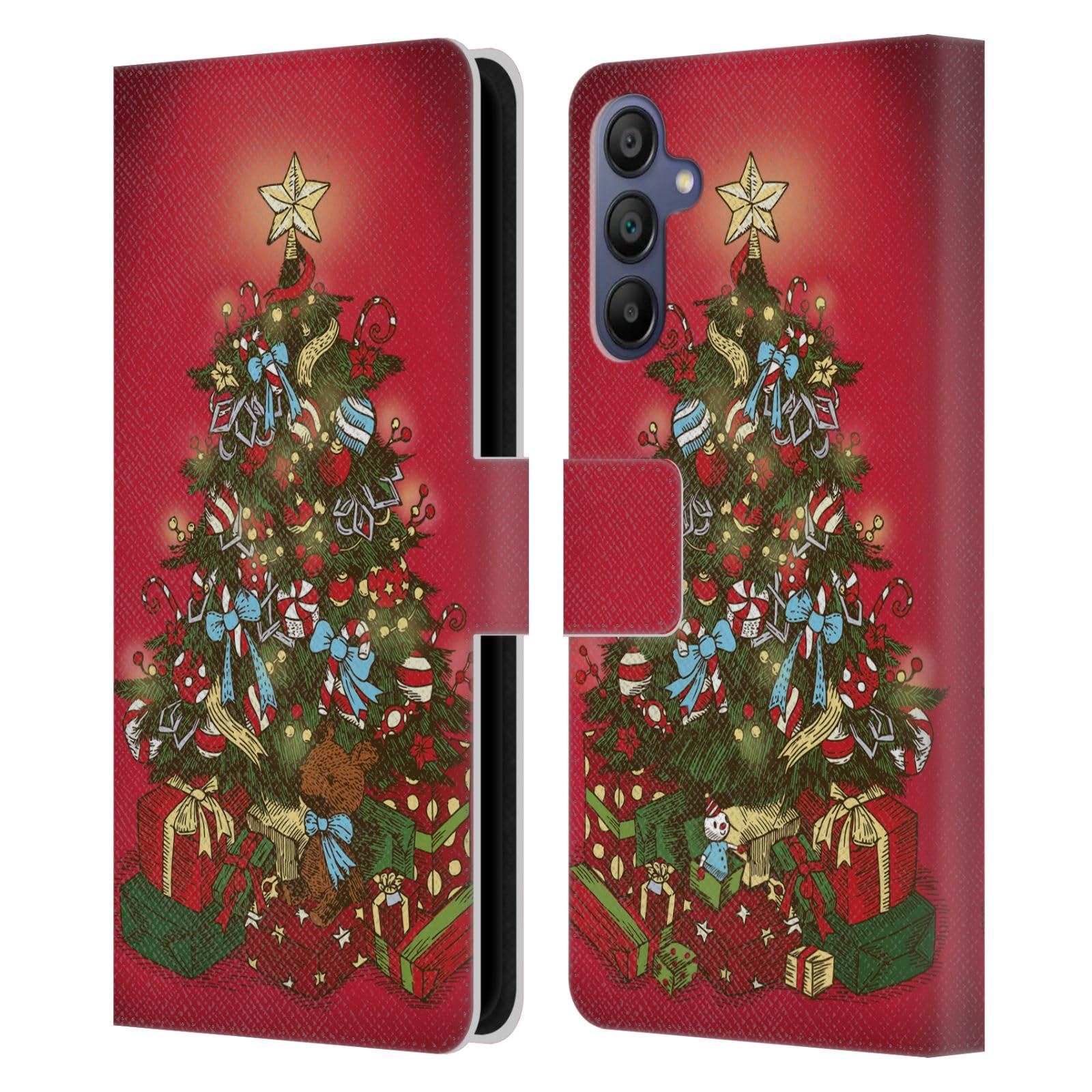 Funda tipo libro Samsung Galaxy A15 de cuero con diseño navideño 7