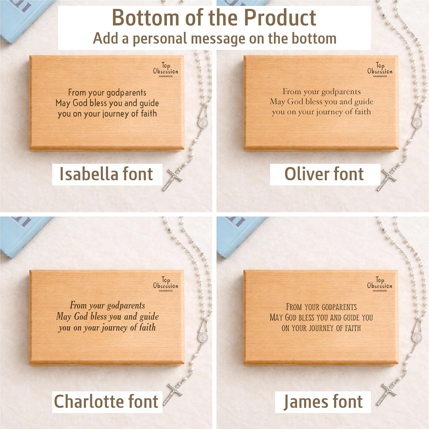 Personalized First Communion Cross Valet Box - Religious Keepsake Box Custom Engraved Name and Message - Beech Wood 1st Communion Jewelry and Rosary Storage with Felt Lining - 7.5 x 4.75 x 1.6 in