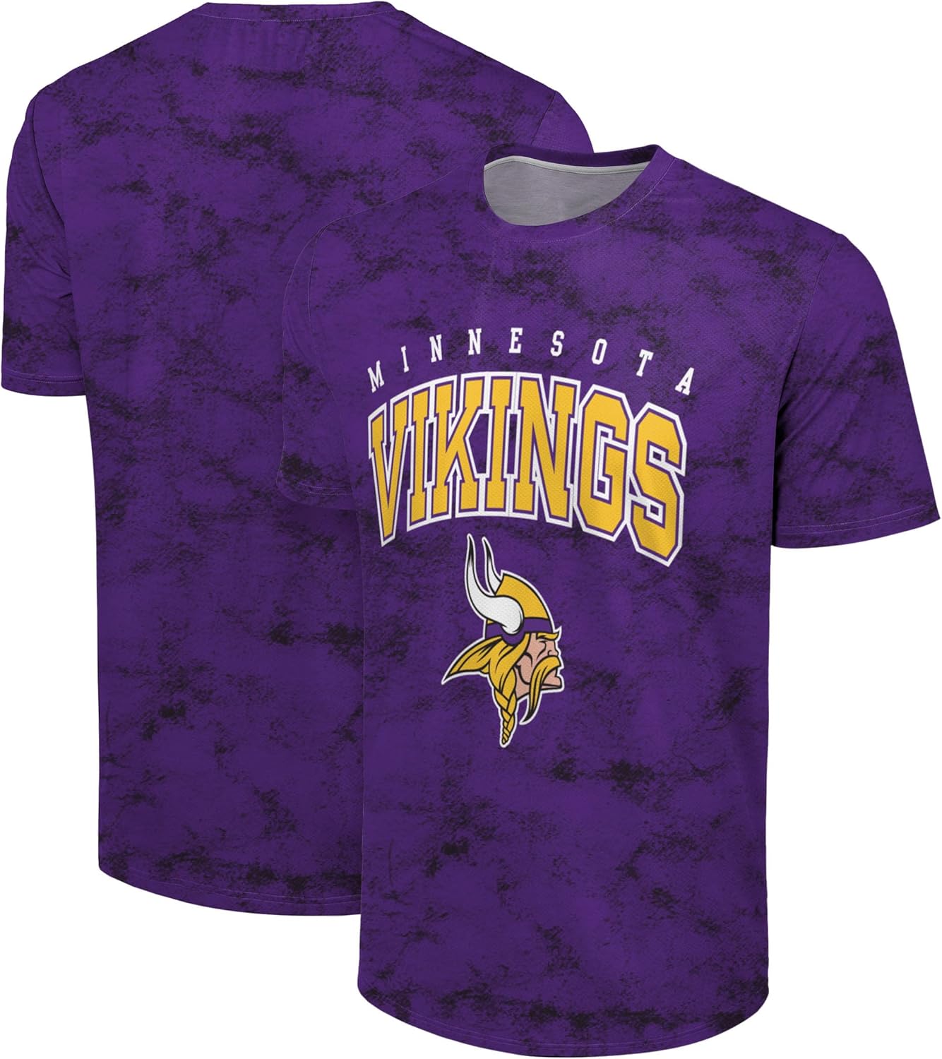 FOCO NFL Men's Officially Licensed Big Logo Wordmark Camo Performance Game Day Team Color Crewneck T-Shirt