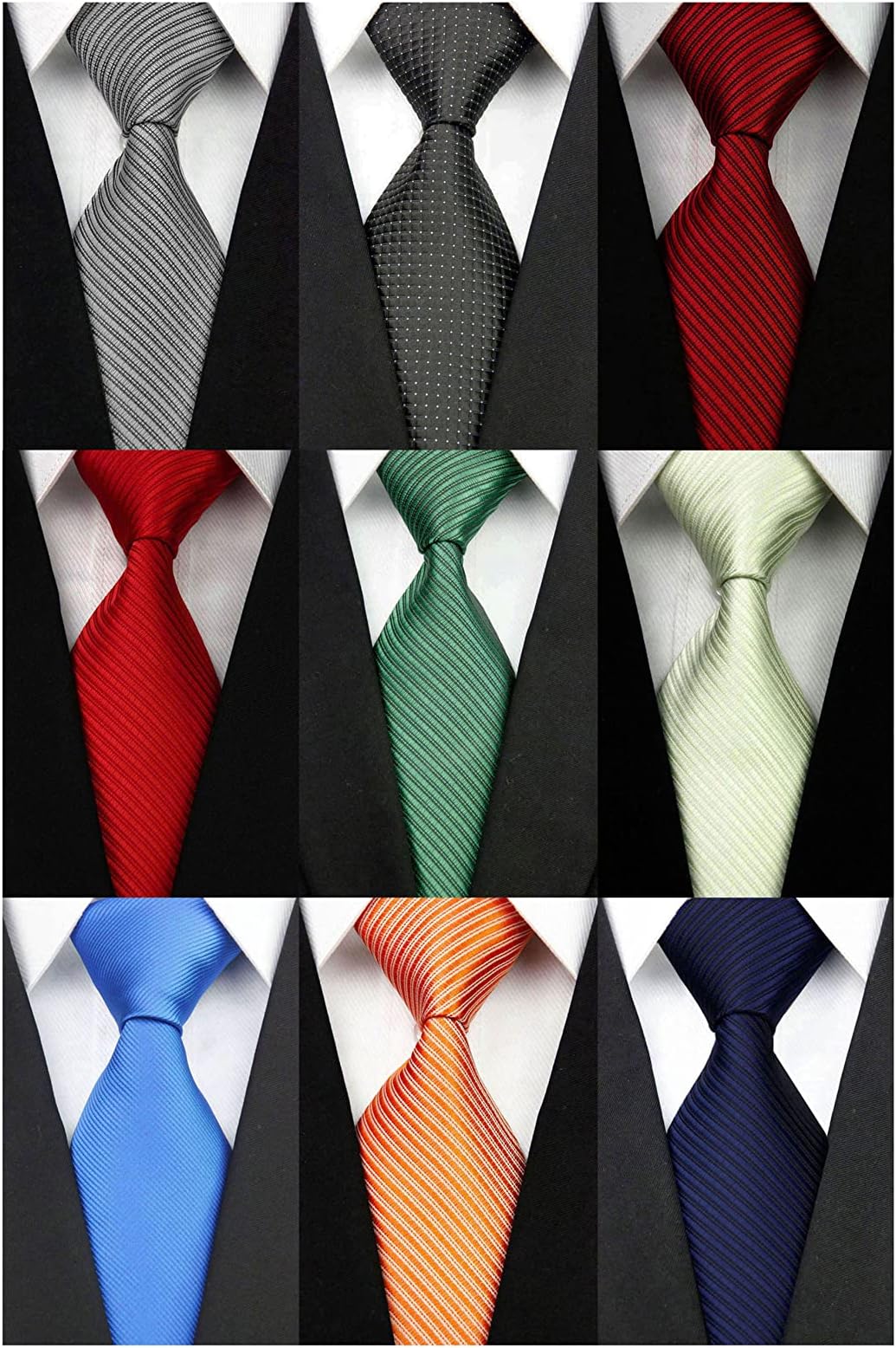 9 PCS Solid Ties for men