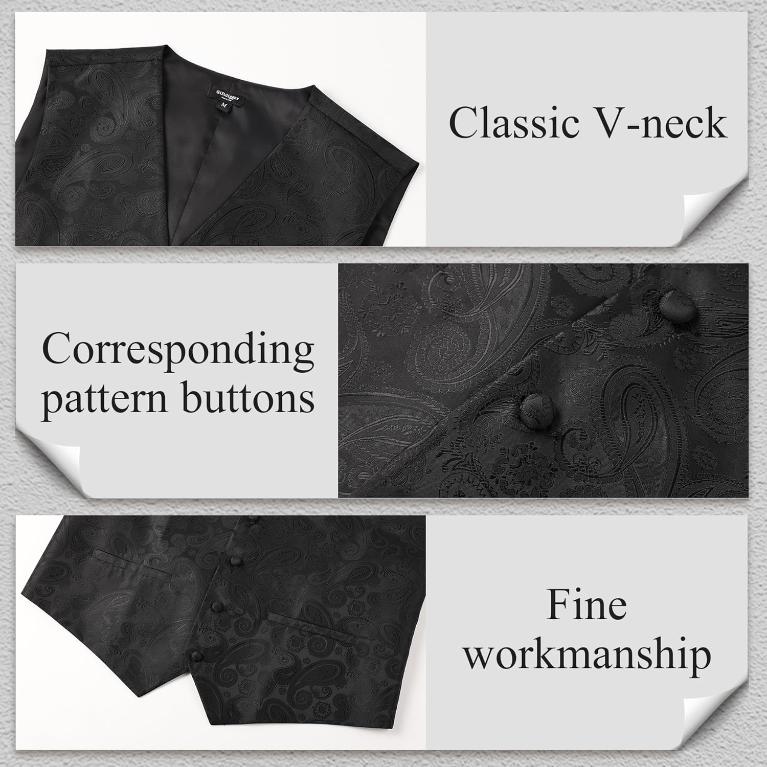 Mardi Gras Vest for Men Mardi Gras Outfit 3PC Mens Vest and Tie Set Waistcoat Vests Tuxedo Vests and Tie - Image 4