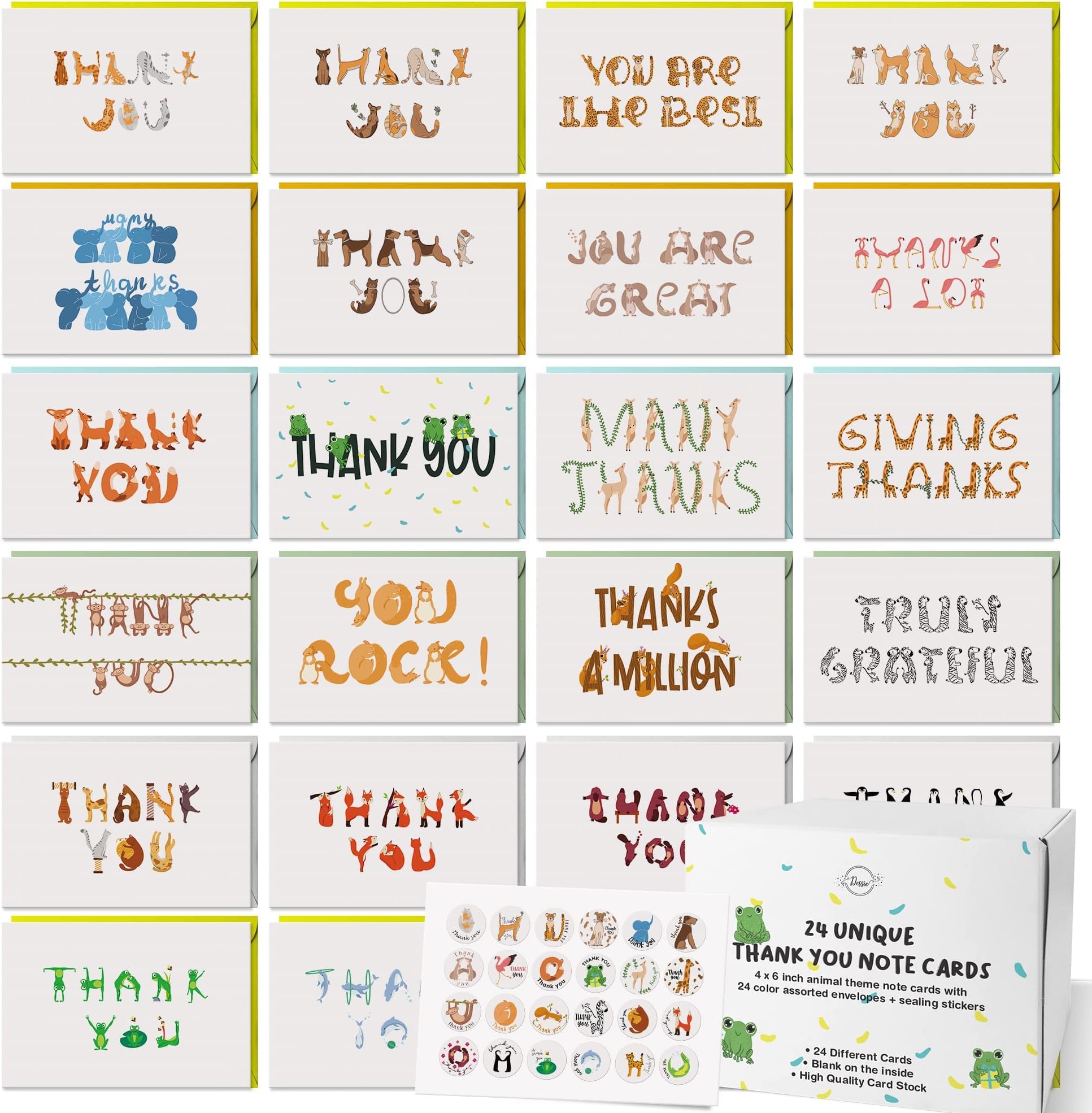 Dessie Thank You Cards Multipack with Envelopes and Sealing Stickers