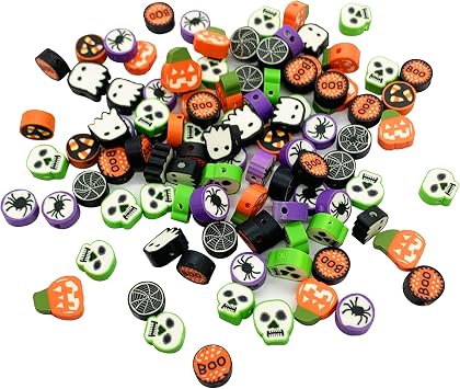100 Pcs Halloween Polymer Clay Beads Heishi Spacer Beads Supplies for DIY Bracelet Earring Necklace Jewelry Making