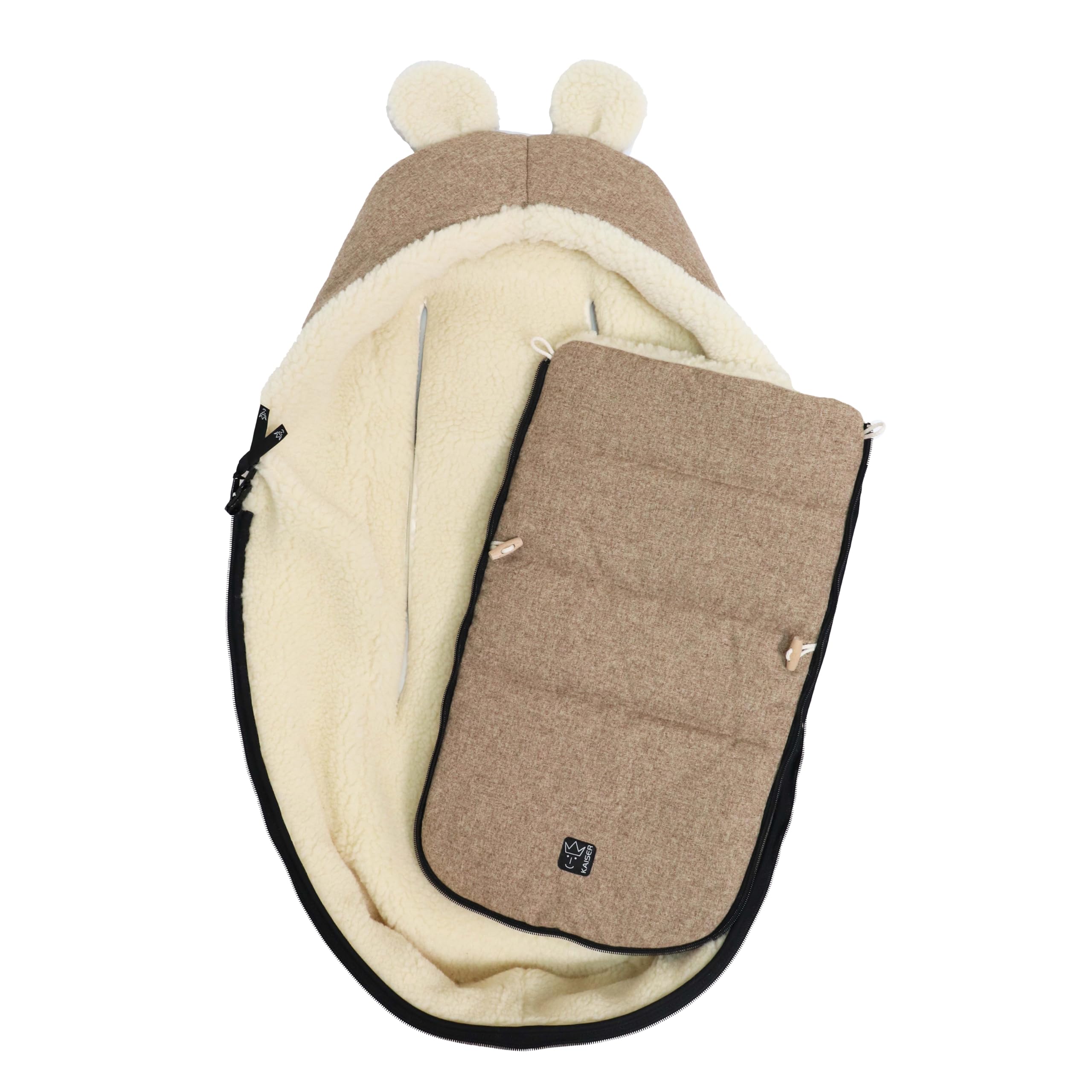Kaiser 65322 HOODY MAUS WOOL Babyschalen Woll Fußsack (wheat)