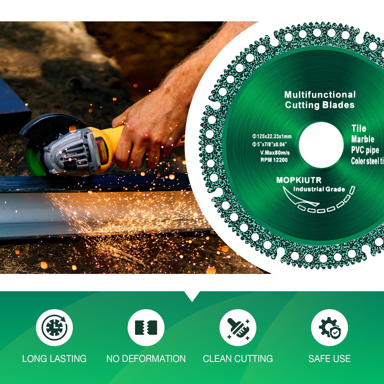 10 Pack 5 Inch Indestructible Disc 2.2 for Angle Grinder 7/8'', Indestructible Disc for Grinder,Composite Multifunctional Cutting Discs for Smooth Cutting? Chamfering? Grinding Materials?125mm?