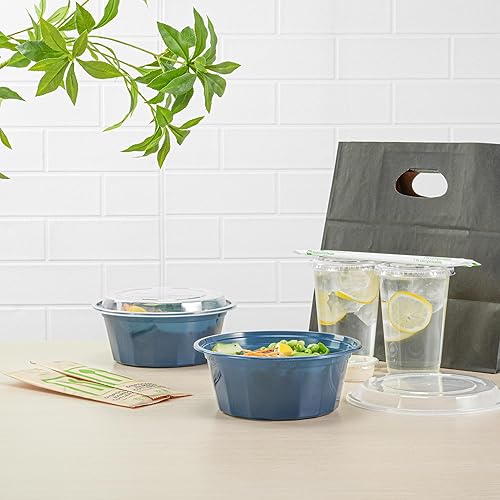 Miniatura 64 de Restaurantware Asporto - Cajas para llevar de 16 onzas, 50 recipientes de alimentos para llevar para microondas, tapas de plástico transparente Negro