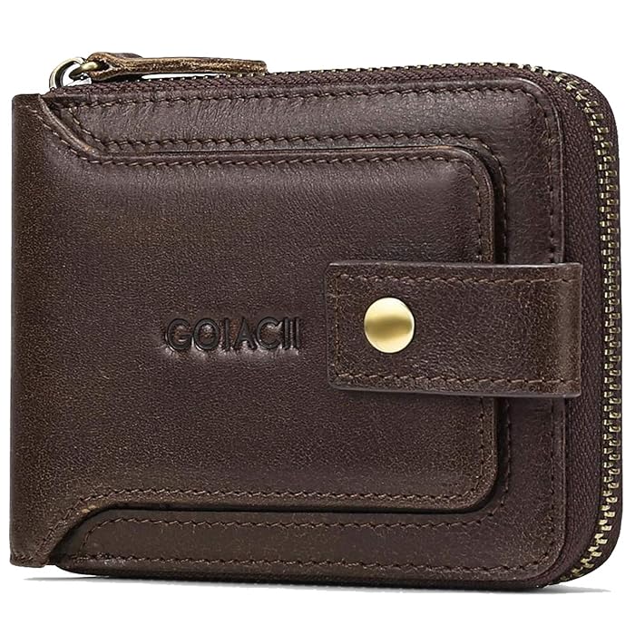 Buy Men Wallet Genuine Leather RFID Blocking Bifold Wallet with ID