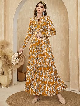 tie neck a line dress A-Line 3/4 Sleeves Floor Length Mother of The Bride Dresses main image 1