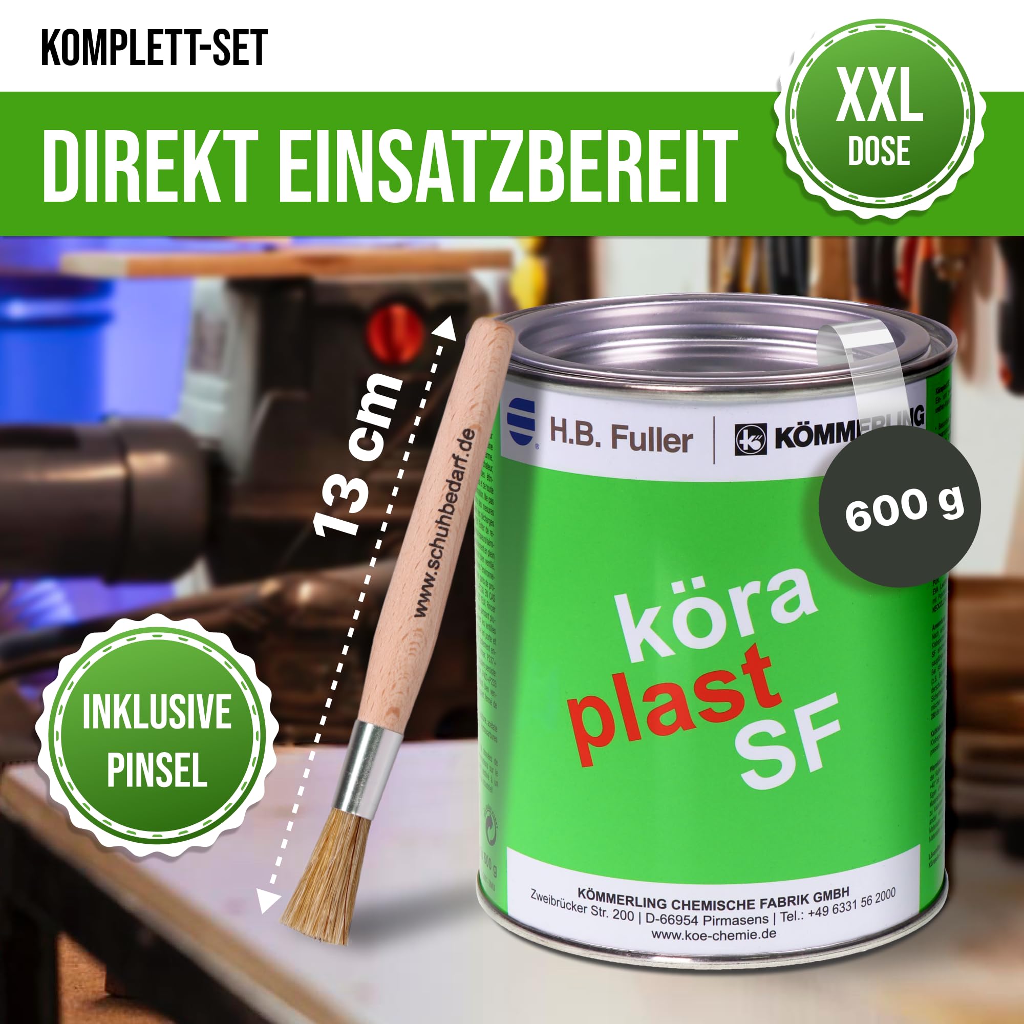 Köraplast SF 600g PVC Kleber I incl. Auftragspinsel - EPDM LKW Planen Kleber - Gewebeplanenkleber - Teichfolien - Zeltplanen - Polysterol - Weich PVC Reparaturkleber - Bootsplanen