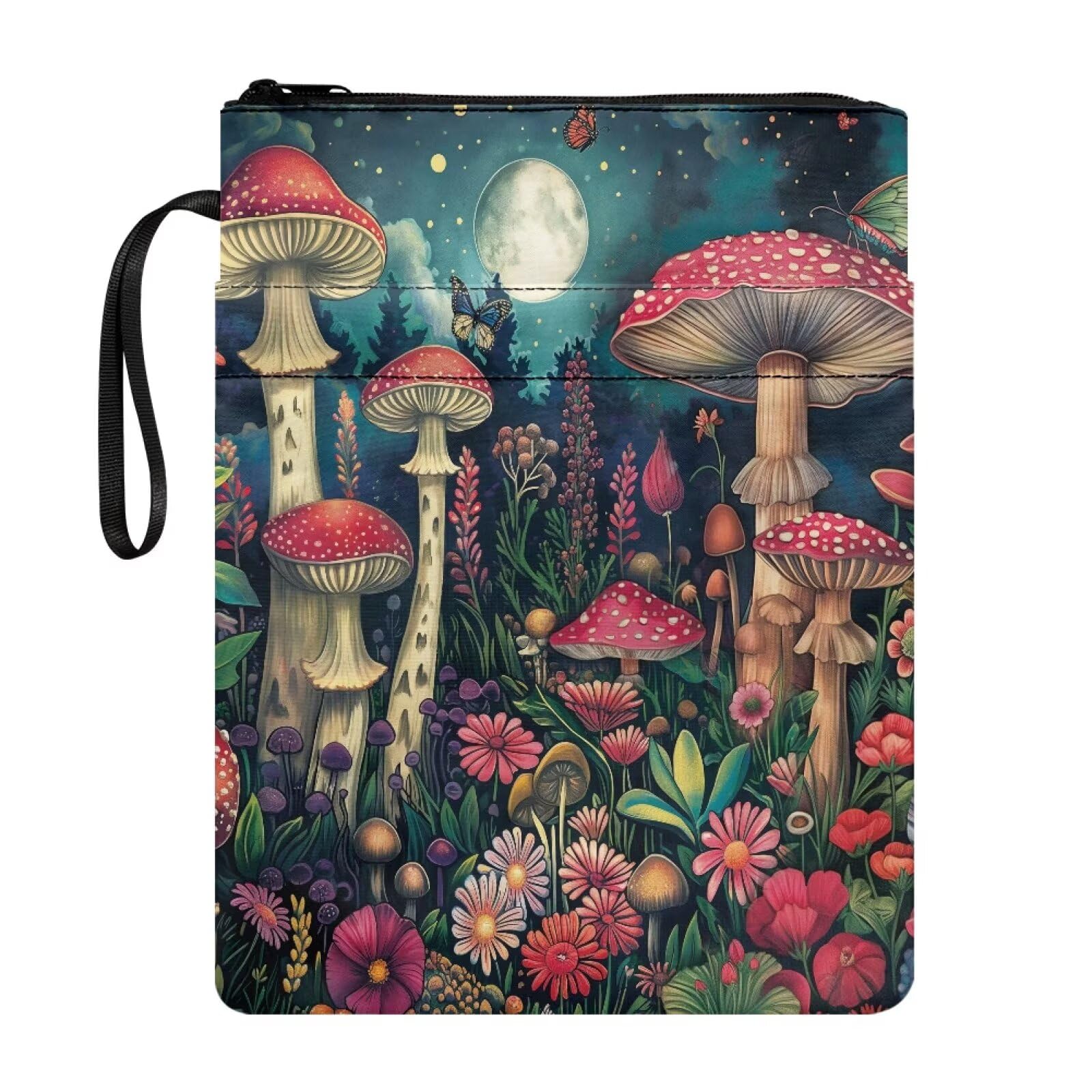 Moon Mushroom Pattern Book Sleeve Cover Gifts for Women Girls Large Capacity Book Protector Cover Case for Paperback โ image 1