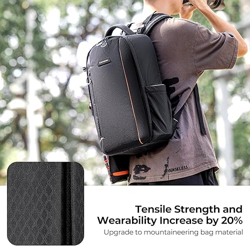 Miniatura 22 de K&F CONCEPT Mochila para cámara para fotógrafos, bolsa grande impermeable para cámara de fotografía con compartimento para portátil/trípode