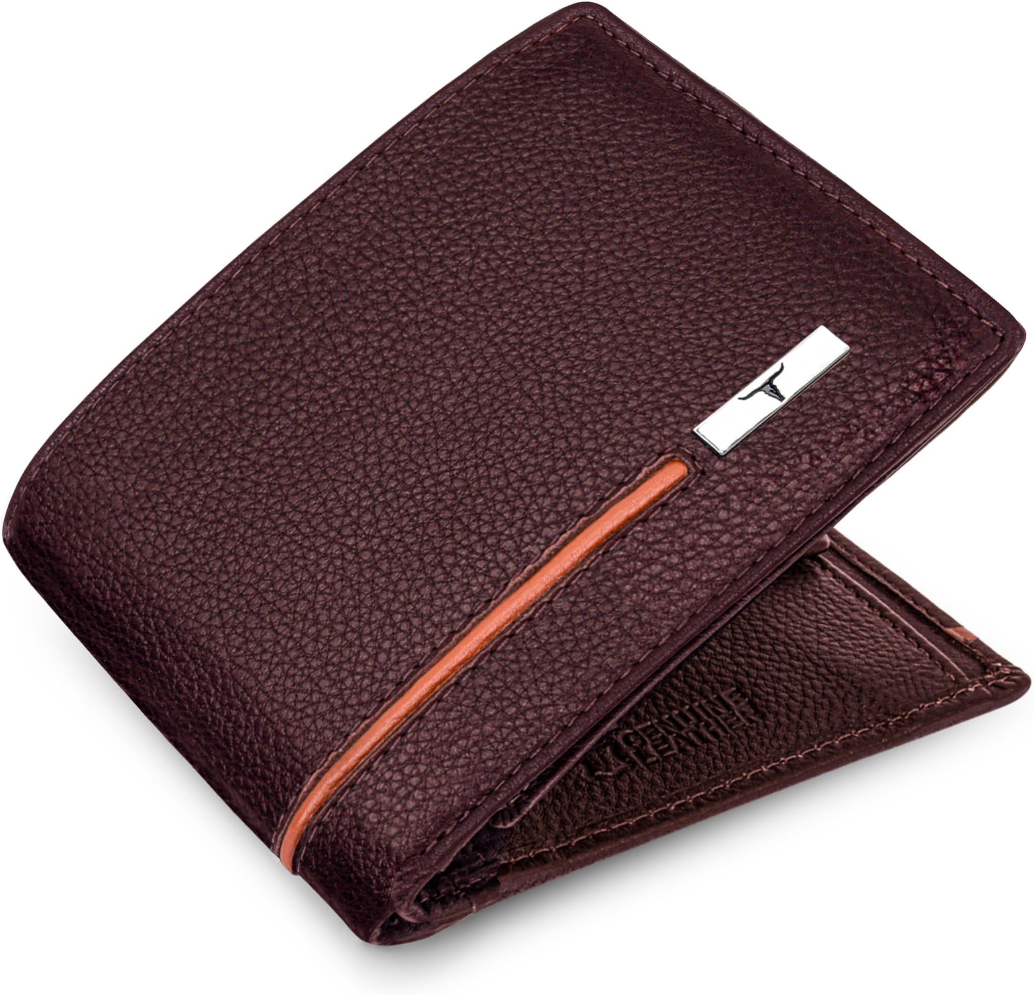 Leather Men's Wallet, Brown, RFID