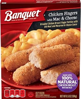 Banquet Basic Chicken Finger with Mac and Cheese Meal, 6.5 Ounce -- 12 per case.