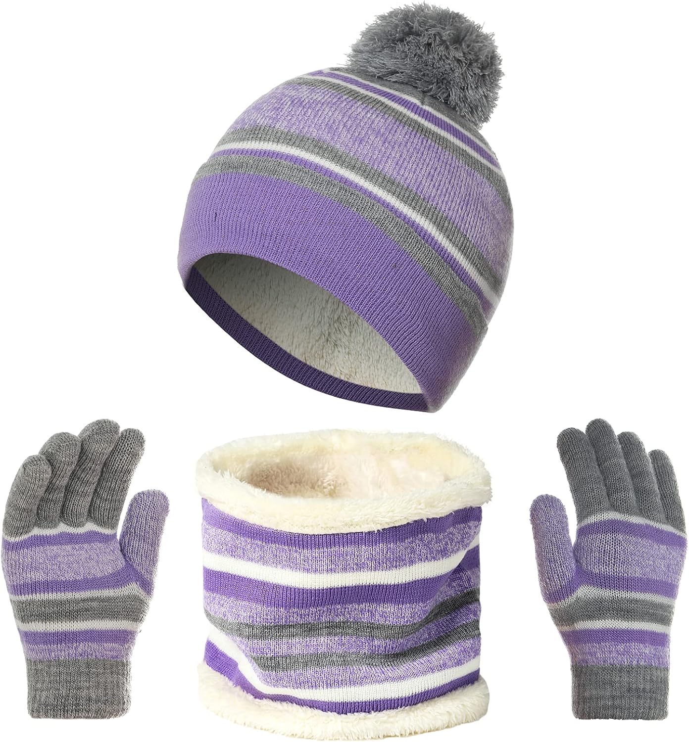 Bonnet Echarpe Enfant Hiver Bonnet Fille Hiver Chaud Foulard Garçon Hiver Gants Elegant Chapeau D'hiver Pour Enfants 4 à 10 Ans Trois Pièces Chapeau En Laine Tricoté Chaud Et Polaire Pour L'extérieur