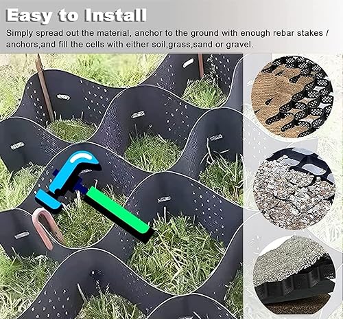 Miniatura 4 de Garden Pathways - Estabilizador de rejilla de tierra, camino de entrada de geomalla, rejilla de estabilización plegable de expansión de 2 pulgadas
