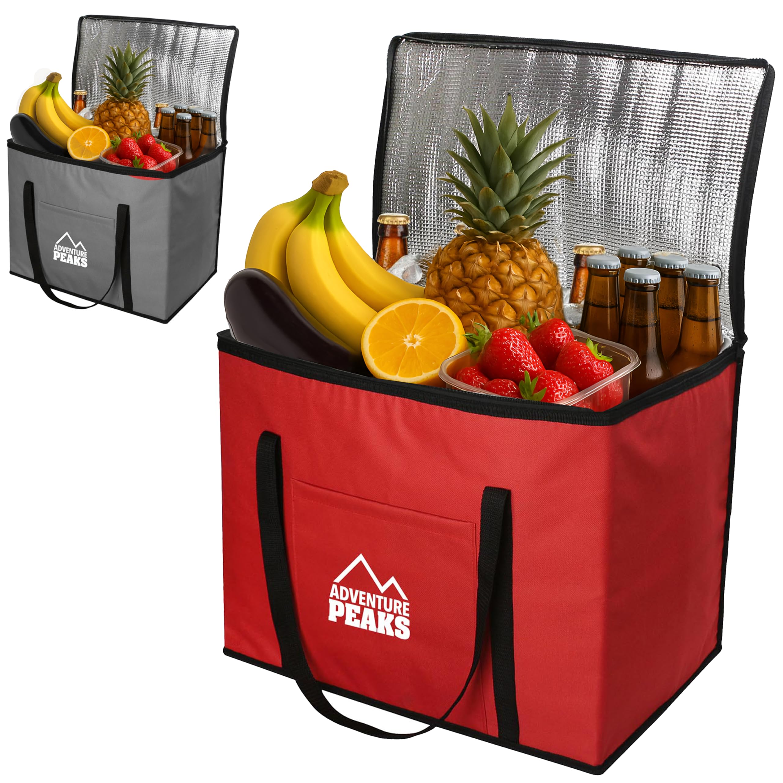 ADVENTURE PEAKS Cooler Bag Insulated Lunch Bag 30L- Leak Resistant Cool Box with Handle Shoulder Straps & Pocket - Thermal Cool Bags for Food and Drink - Picnic Camping Beach Travel BBQ
