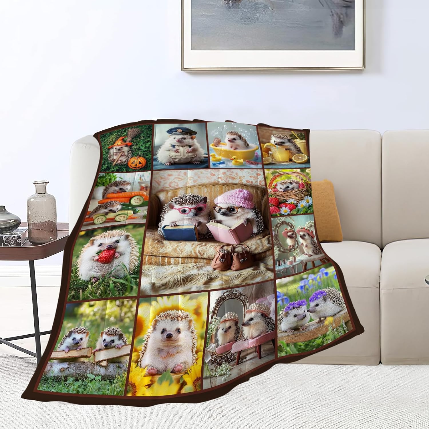 Hedgehog Blanket, Hedgehogs Throw Blankets, Hedgehog Gifts for Boys Girls Women Men Lover Adult Cozy Fleece Flannel Bedding Stuff Animal Plush for Couch Sofa Bed 50"X40" - Image 3