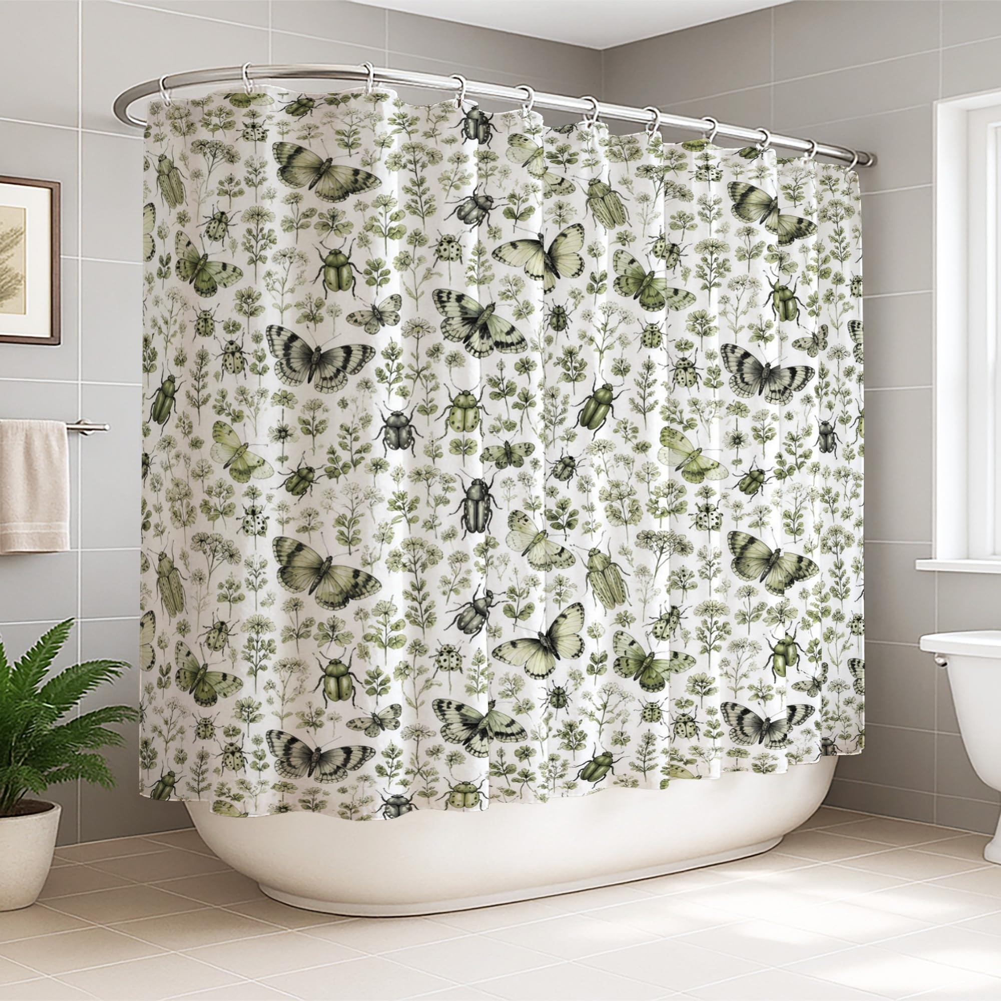Rideau de douche en polyester de qualité supérieure motif floral vert