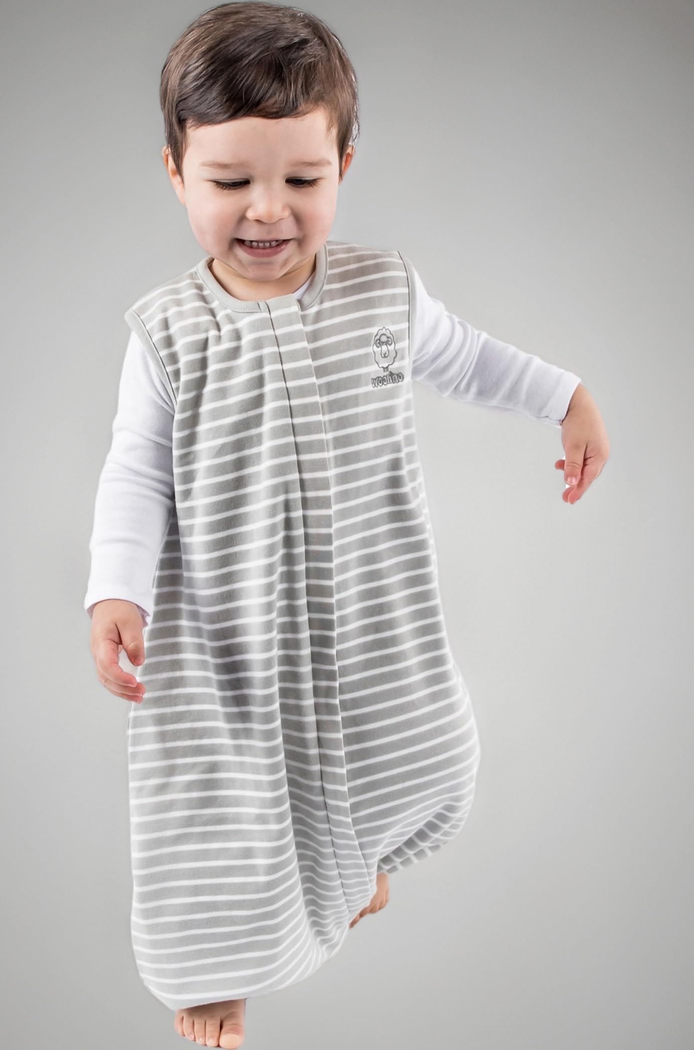 Woolino Baby Sleep Bag with Feet Opening Merino Wool Walker Sleeping Or Sack 6-18 Months Gray