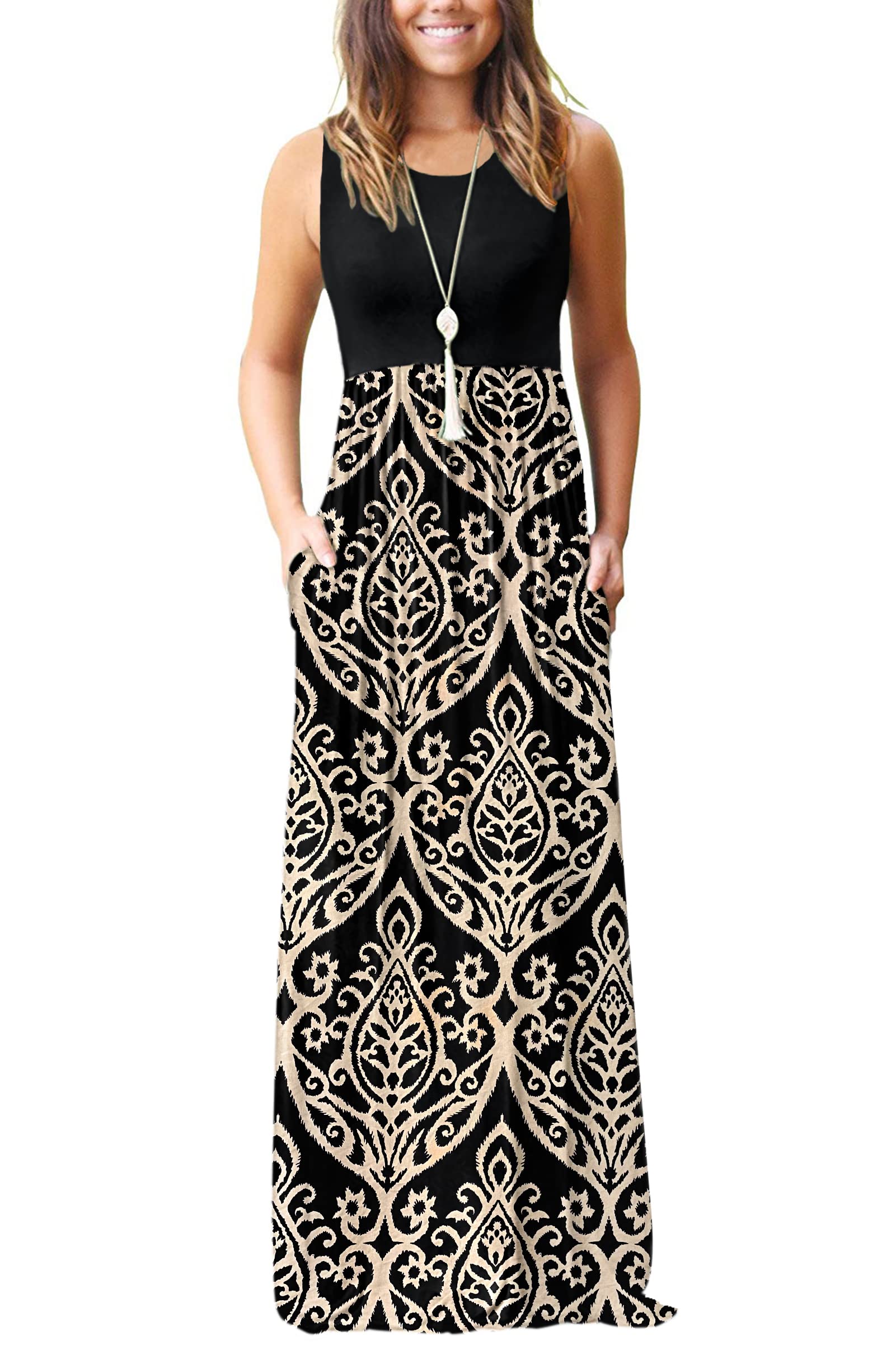 AUSELILY Women's Summer Sleeveless Loose Maxi Dress Casual Long Dresses with Pockets 2026 New