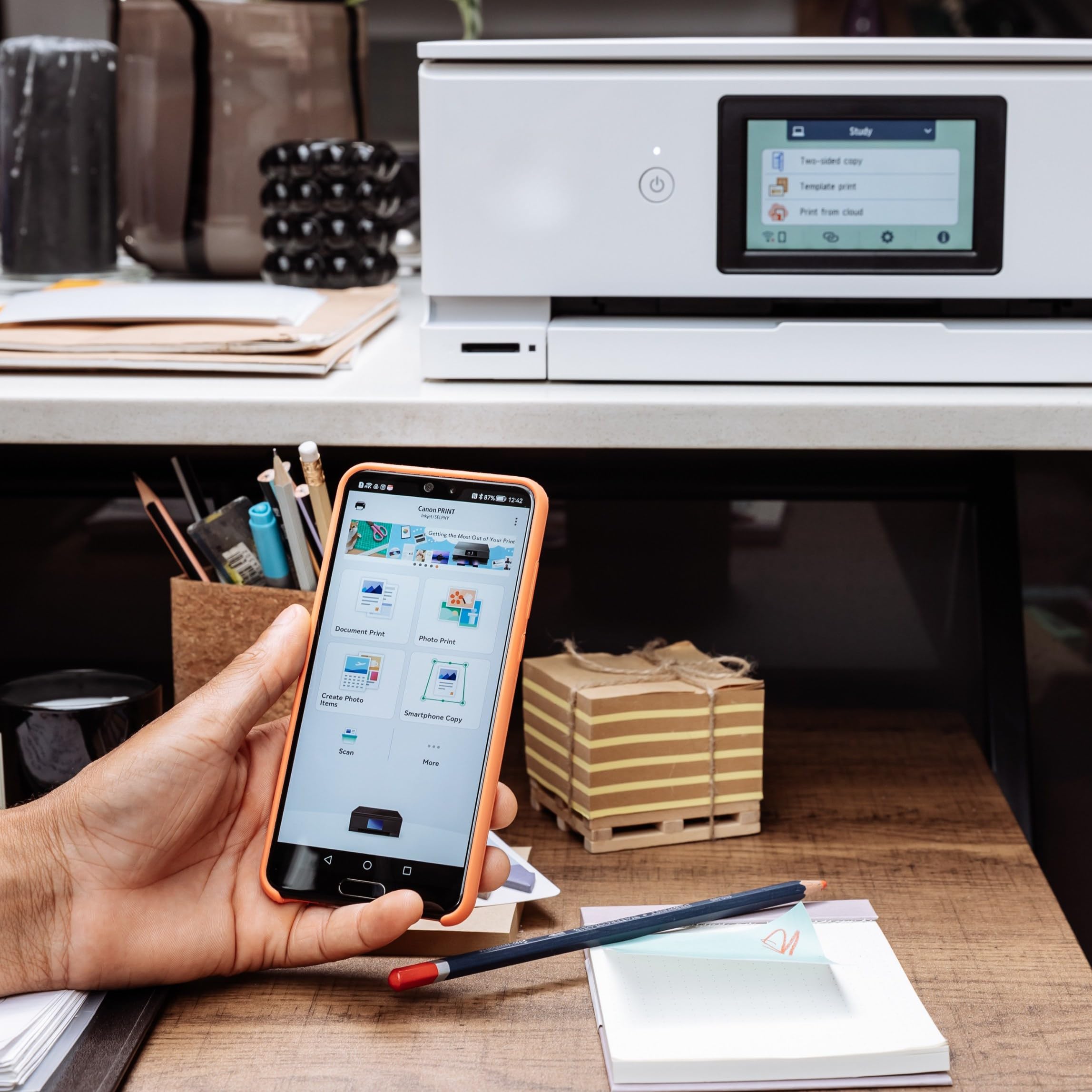 IC-Office TS8751 Tintenstrahl Multifunktionsdrucker 3-in-1 (Drucken, Kopieren, Scannen, SD-Karte, Duplex, WLAN, AirPrint) weiß + 6 XXL Tintenpatronen