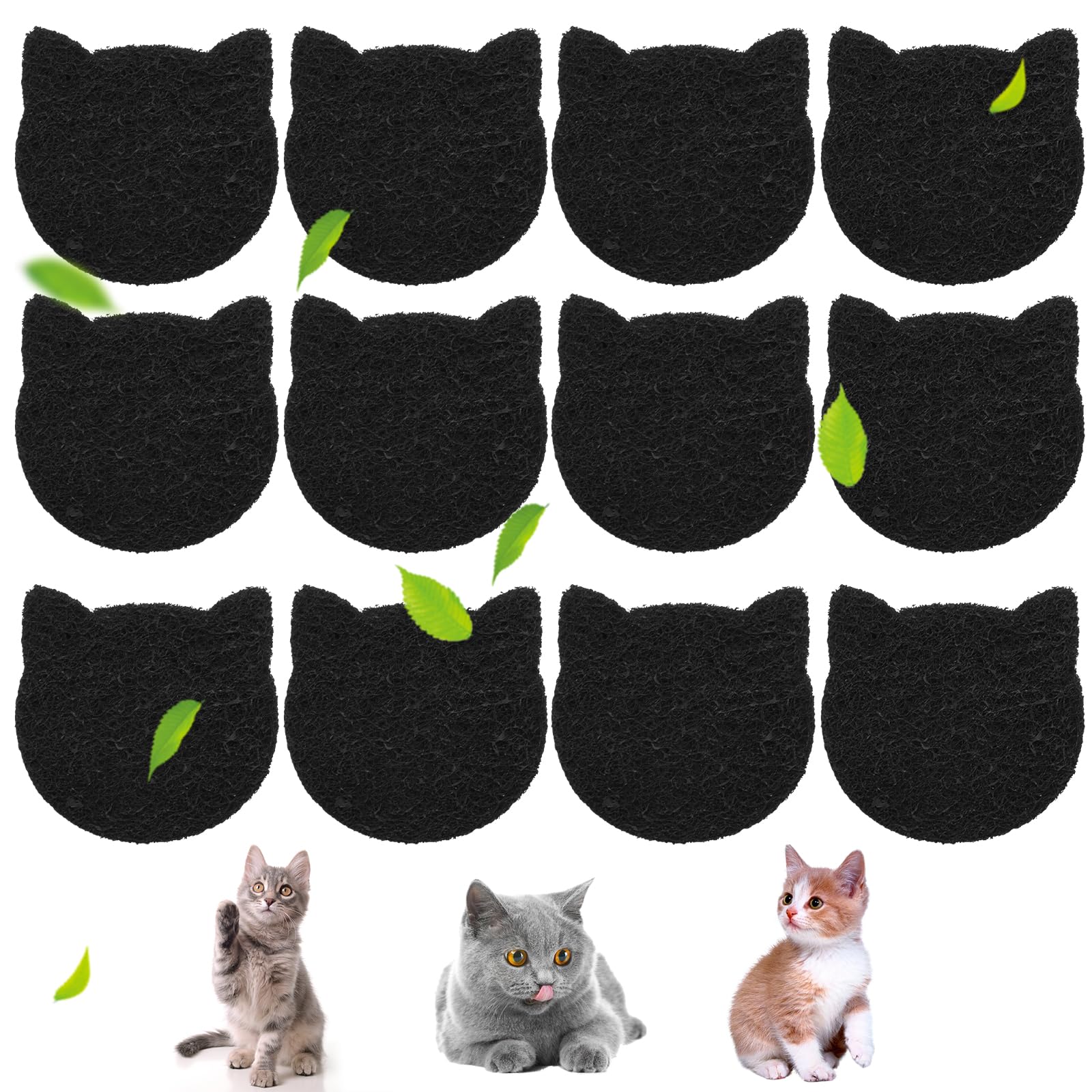12-Pack Universal Cat Litter Box Carbon Filters – Stick-On Activated Charcoal Odor Absorbing Pads, Compatible with Most Litter Boxes and Pans