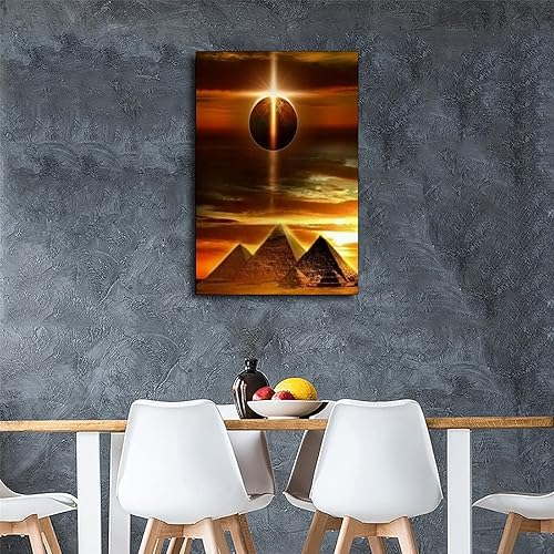 Miniatura 4 de XLPOP Pósteres decorativos Dark S de pirámides egipcias y camellos, arte de pared, lienzo decorativo para dormitorio, decoración del hogar, obras de