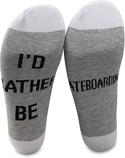 PXTIDY Skateboarding Socks Skateboard Lover Gifts I'd Rather Be Skateboarding Novelty Crew Socks Skateboard Gift